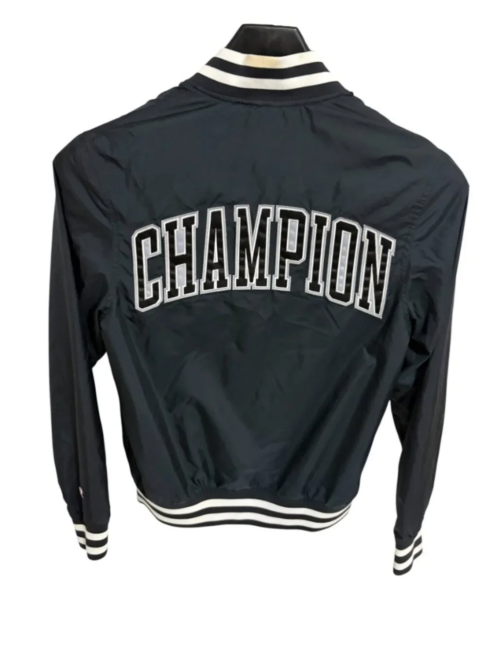 Champion Full Zip Jacket Mens Size Small Navy Blue Logos Mesch Lined